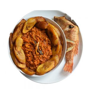 Beans, Fried Plantain and Stew